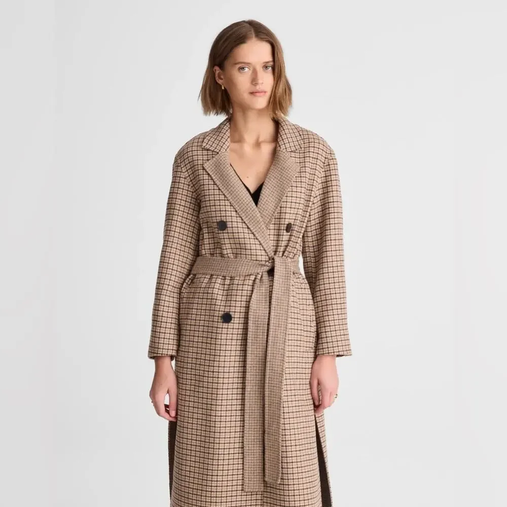 NWT Madewell XS Double-Faced Brushed Long Coat belted